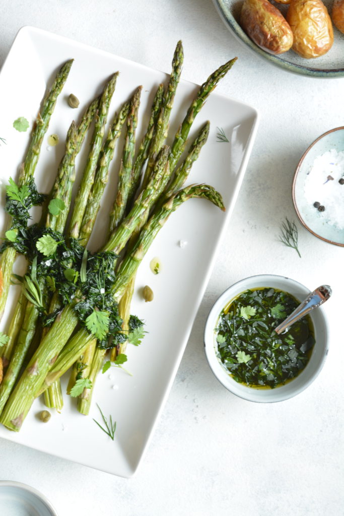 geroosterde asperges